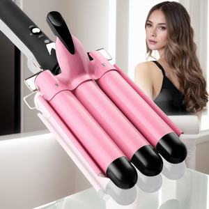 Professionele krultang met aangepaste logo, PTC keramiek, 3-voudige krultang, triple deep waver, 3-in-1 elektrische haarstyler met LCD-scherm voor thuisgebruik - Product Image 1