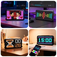 Horloge à pixels LED programmable Mecha Cyberpunk pour ordinateur de bureau, affichage des cours boursiers crypto, décoration de salle de jeu