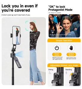 Mini stabilisateur de téléphone portable télescopique pliable en alliage d'aluminium avec suivi intelligent AI à 360° et contrôle automatique du visage, trépied pour selfie - Product Image 5