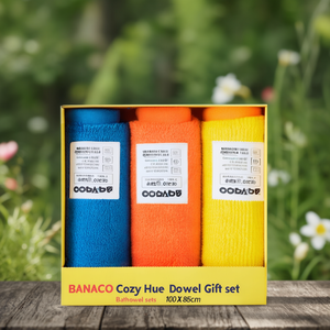 BANACO Cozy Hue <b>Towel</b> Gift <b>Set</b> 40 X 85cm 100 Cotton Blue Orange Yellow <b>Bath</b> <b>Towel</b> <b>Set</b> - Product Image 3