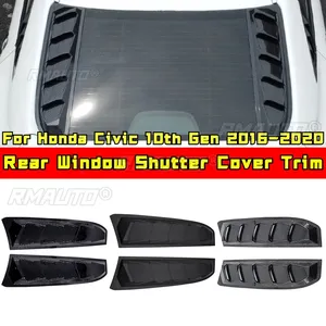 For Honda Civic 10th Gen 2016-2020 Body Kit Glossy Black Sport Style Car Side Rear <b>Window</b> Louver Shutter <b>Cover</b> Car Accessories - Product Image 1