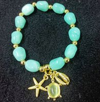 Bracelet CH-LAT1066 avec de jolis charms en forme de cœur en CZ, perles ovales en acrylique, bracelet fait main, bracelet extensible multicolores en acrylique, bijoux