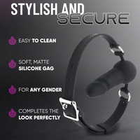 Bâillon buccal et godemiché en cuir noir et silicone, jouets sexuels BDSM pour homme et femme, doux pour la peau, connexion sécurisée, stimulation pour adultes BDSM