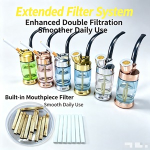 Cachimba de Vidrio con Sistema de Filtrado Integrado, Boquilla con Filtro Doble, Pipa de Agua Portátil para Uso Diario - Product Image 1
