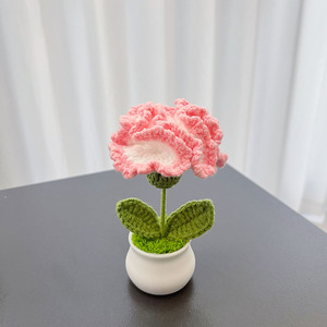 Regalo Creativo y Moderno para el Día de la Madre, Flor de Carnation Tejida a Crochet en Maceta, Hecho a Mano - Product Image 4