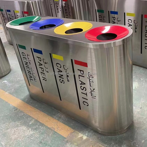 Hot Bán Lớn Thùng Rác Trong Nhà Ngoài Trời Công Cộng Chất Thải Tái Chế Thùng Rác Có Thể Thép Không Gỉ Kim Loại Thùng Rác Bin Với 3 Ngăn - Product Image 6
