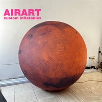 Ballon gonflable de Mars de décoration de planétarium, ballon de planète de décoration suspendue avec éclairage led