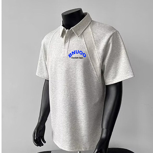 Haute qualité poids lourd imprimé hommes 280gsm coton Polyester patron travail Boxy blanc plaine goutte épaule polos pour hommes - Product Image 1