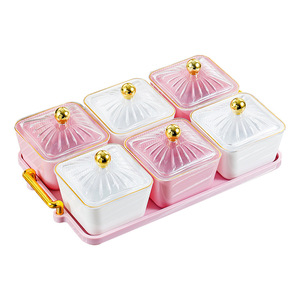 Fruit Platter Set With Lid 65998 Rectangular Storage <b>Box</b> For Snacks And Dried Fruit Coffee Table Use - Product Image 4