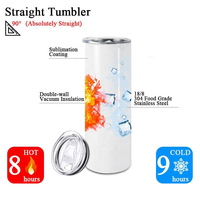 Gobelets isothermes droits vierges de 20 oz en acier inoxydable pour sublimation, avec paille et couvercle, vente en gros, pour cadeau de Noël