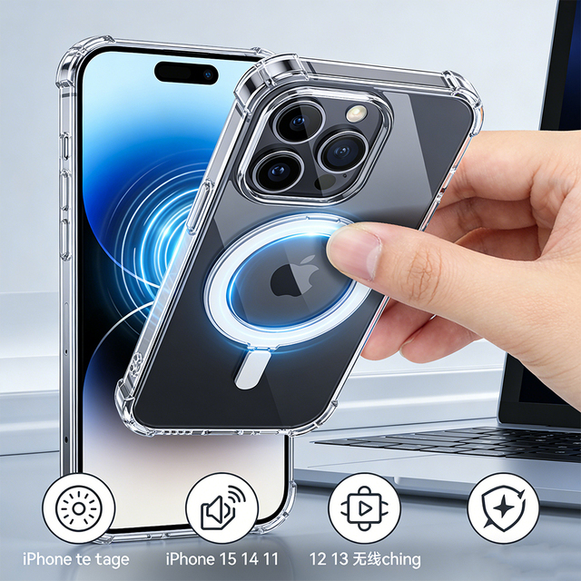 Custom TPU Magnetic Shockproof Ins Style Luxury Transparent Case for 16/15/14/13/12/11/11 Pro Wireless Charging