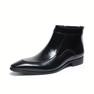 Men's Casual Oxfords Leather Shoes Vintage <b>Low</b> <b>Top</b> Platform Non-Slip Soft Lace-Up Design Formal Business Dress Style Strap <b>Back</b> - Product Image 2