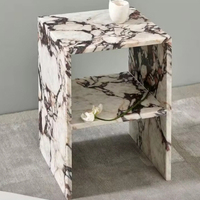 Table de chevet en marbre Calacatta Viola Bella, mobilier de luxe italien, table de chevet haut de gamme en marbre, table d'appoint en pierre de marbre, table de salon