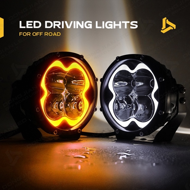 Universal Yellow 5 Inch Led Headlight 12V Driving Spot Light for Offroad Vehicle 4X4 Car Fog Ditch Light for UTV Truck Tractor