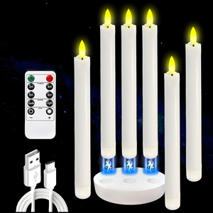 LANJO 6 bougies LED rechargeables sans flamme avec base de charge et télécommande avec minuterie pour centres de table de mariage - Product Image 1