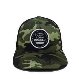 Casquette Trucker 6 Panneaux Structurée en Maille Camouflage avec Patch Tissé Personnalisé, Style Vintage Classique d'Extérieur pour Adultes, Fabriquée au Vietnam - Product Image 1