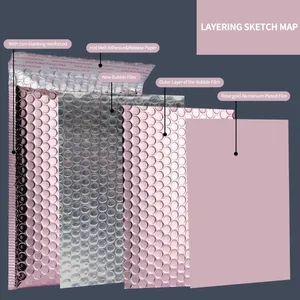 Lot de 10 enveloppes à bulles en polyéthylène doré rose métallisé, rembourrées, aluminisées, pour envois <span class=keywords><strong>postaux</strong></span>, emballages cadeaux, expédition - Product Image 3