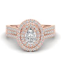 Bague de fiançailles Better Star Brilliant Cut avec diamant de laboratoire double halo, or blanc 14K/18K, 1 carat VS, certifiée IGI, pour femme
