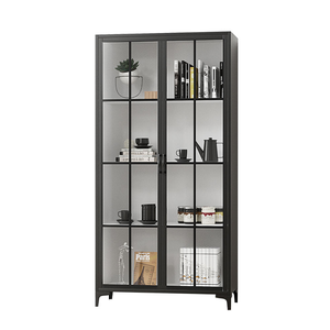 Armoire <span class=keywords><strong>de</strong></span> présentation en acier avec 2 portes vitrées, casier <span class=keywords><strong>de</strong></span> <span class=keywords><strong>balcon</strong></span>, armoire <span class=keywords><strong>de</strong></span> <span class=keywords><strong>rangement</strong></span> en métal pour livres, bibliothèque <span class=keywords><strong>de</strong></span> salon avec pieds - Product Image 4