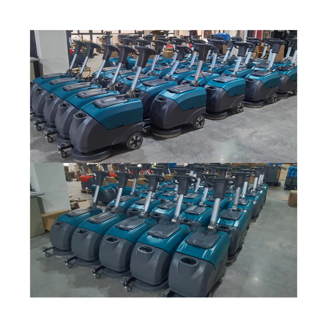 Factory Wholesale Small Foldable Commercial Road Scrubber Machine Electric Walk Behind Marble Tile Floor Scrubber