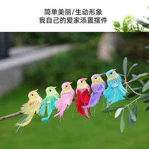 Plume d'oiseau artificielle en <span class=keywords><strong>fourrure</strong></span> animale, colorée avec fil doré, pour branche de jardin, décoration artisanale pour la maison et Noël - Product Image 4