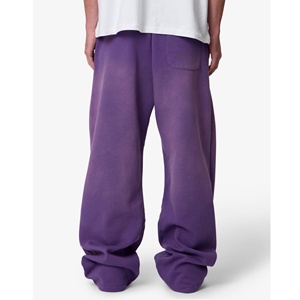 Pantalones de chándal anchos para hombre, estilo vintage, morado desgastado, con detalles de remaches y cordón, estilo urbano, OEM personalizado - Product Image 3