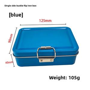 صندوق صفيح معدني محمول للتخزين الخارجي مع مشبك جانب واحد غطاء قابل للطي من الخشب الرقائقي مصنع فن الخشب الرقائقي مخزون حديد بمشبك - Product Image 2