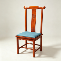 Chaise de salle à manger de style chinois en bois massif, assise rembourrée avec pieds en bois, idéale pour les restaurants, les hôtels et les salons de thé.