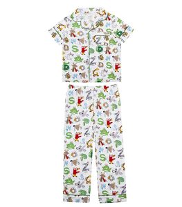 Ensemble de pyjama bleu pour enfants, dessin animé, en stock, liquidation, manches courtes, pantalon long, 100% coton, vêtements de nuit doux, toutes saisons, vêtements décontractés - Product Image 4