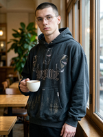 Ensemble sweat à capuche et pantalon de survêtement pour homme, style streetwear, imprimé personnalisé, effet délavé, coupe oversize, 100% coton, pour l'hiver