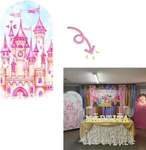 Pembe kale kemer kapak elastik Spandex stok peri masalları zemin doğum günü bebek duş parti duvar dekor için fabrika toptan - Product Image 4