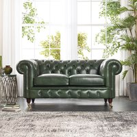 Canapé en cuir PU vert foncé de style rétro américain, pieds en bois massif de style français, pour salon, petit appartement, café, hôtel, finition cirée