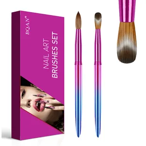 New Design Pinkish Blue Metals Handle #2~#24 Kolinsky Hairy Head Nail Art UV Gel Liner Nail Acrylic Art Brush Set Packages