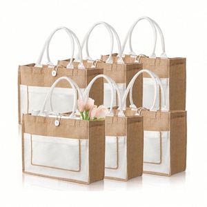 Bolsa de Yute Reutilizable de Lino Natural para Compras o Playa, con Logotipo Personalizado Impreso, Venta al Por Mayor - Product Image 3