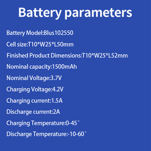 Paquete de Baterías Recargables de Litio-Polímero Personalizadas 102550 3.7V 1500mAh con Conector PH2.0, Descarga de 2A, Batería Lipo Personalizada - Product Image 5