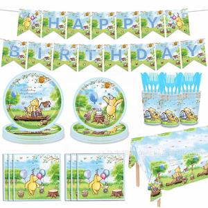 Đồ dùng tiệc sinh nhật hình gấu hoạt hình màu xanh, chủ đề hoạt hình dành cho sự kiện, lễ kỷ niệm, họp mặt của trẻ em - Product Image 1