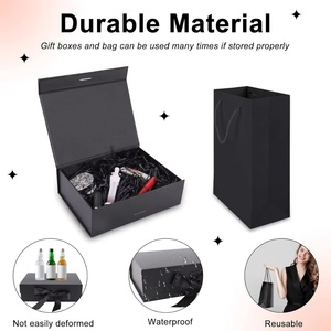 Best-Selling Customizable Printed Logo Cardboard Sponge Lined Self Erecting Magnetic Gift Box Luxury Black - Product Image 6