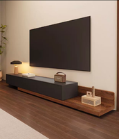 Meuble TV Moderne en Bois Massif, Console et Table Basse Combinées avec Tiroirs de Rangement, Design pour Salons, Hôpitaux, Hôtels, Compatible TV 65"+