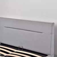Marco de cama de almacenamiento de elevación de Gas de tamaño doble/Queen/King con estilo moderno hecho de madera con tiras de cuero PU cromadas brillantes