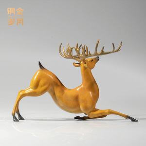 Figura de Ciervo Auspicioso de Cobre y Oro, Adorno de Latón Hecho a Mano, para Decoración del Hogar, Sala de Estar, Regalo - Product Image 4