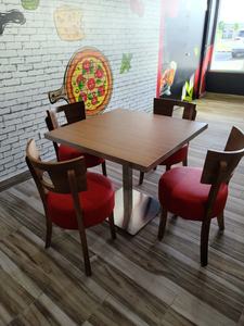 Muebles Mesa Red PU Pad <span class=keywords><strong>y</strong></span> silla <span class=keywords><strong>Pasta</strong></span> <span class=keywords><strong>Pizza</strong></span> Comida rápida Restaurante Mesa de comedor Silla de madera estándar Moderno Contemporáneo K/D - Product Image 1
