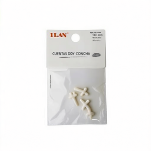 Perline a forma di croce Ilan 10x14 mm colore naturale per creazione di gioielli fai da te 5 pezzi - Product Image 1