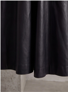 Cappotto <span class=keywords><strong>trench</strong></span> da <span class=keywords><strong>donna</strong></span> in vera <span class=keywords><strong>pelle</strong></span> di pecora nera, lungo, doppiopetto, con cintura, per l'ufficio - Product Image 5