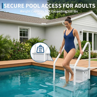Échelle de piscine à 4 niveaux avec double main courante, marches antidérapantes robustes, 48-54 pouces, vente en gros