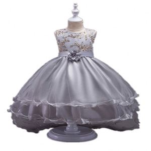 Robe de soirée élégante pour fille, robe de demoiselle d'honneur bleue à longue traîne, robe de princesse pour fille de 10 ans - Product Image 4