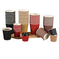 Gobelet en carton ondulé épaissi 4/7/8/12 onces, jetable, personnalisable, pour café, lait, thé, boissons chaudes, avec couvercle, couleur rouge