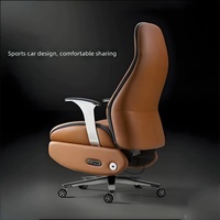 Fauteuil de massage électrique ergonomique moderne avec base rotative réglable en cuir véritable