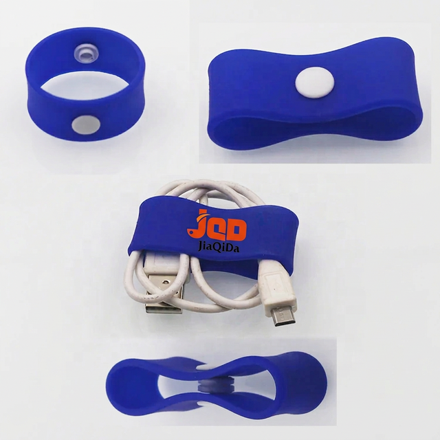 Customized Printed Logo Reusable Super Strong Silicone Rubber Waterproof Cable Management Cover Cord Organizer Holder Fastening