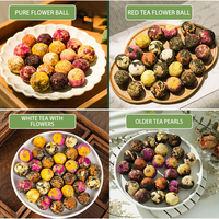 Mélange de boules de fleurs séchées pour thé santé spécial, avec rose, pivoine, jasmin, hibiscus, chrysanthème, emballé en boîte