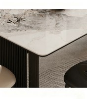 Ensemble de table à manger en pierre frittée de luxe moderne, meubles de salle à manger, plateau de table blanc, tables à manger avec 6 chaises en cuir